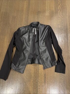 Premise Black Faux Leather Front Jacket